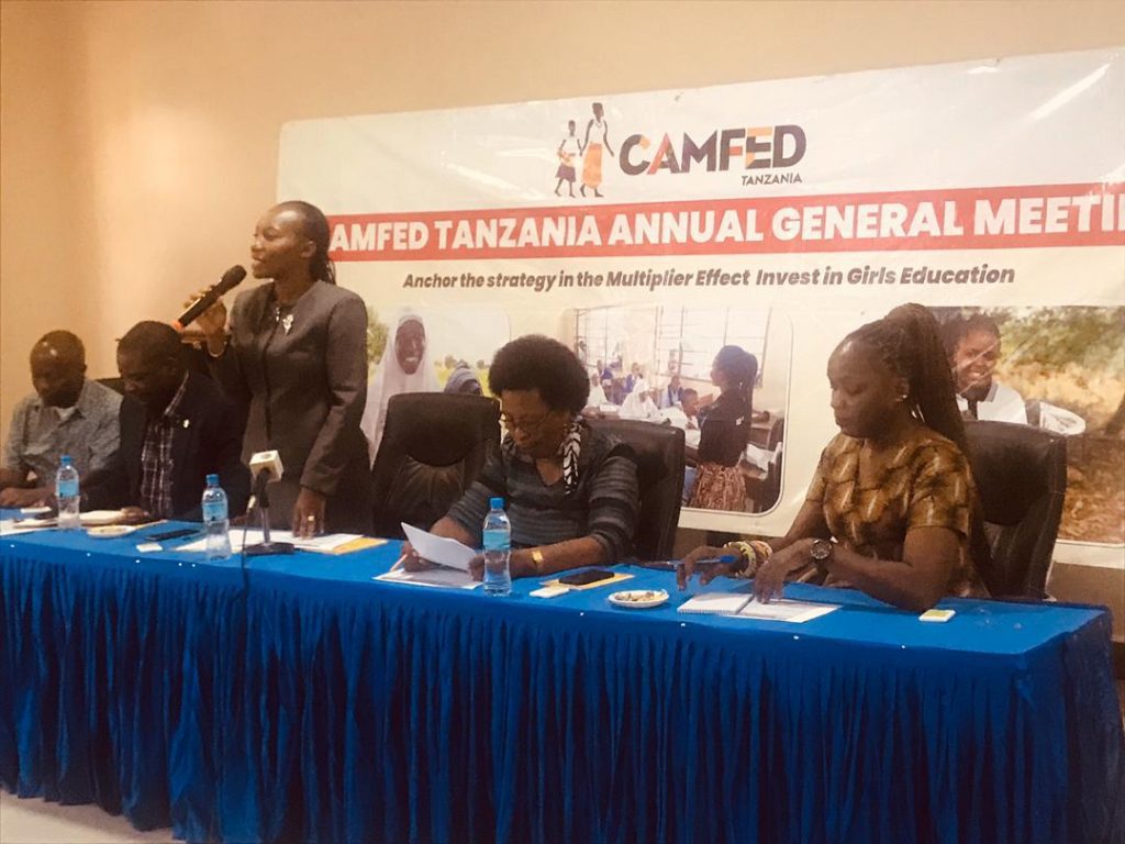 Dr Grace Magembe from the Ministry of Health speaks at the CAMFED Tanzania AGM