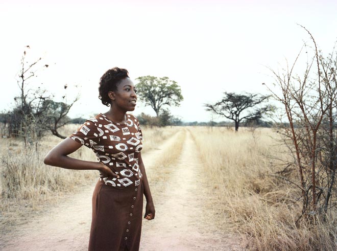 Winnie Farao stands in rural Zimbabwe