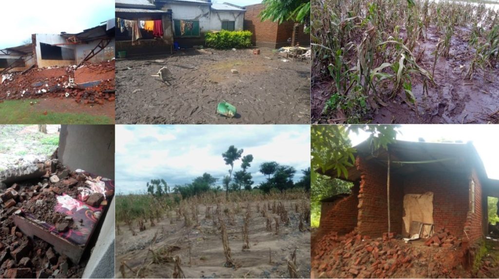 A school, houses and crops destroyed by Cyclone Freddy